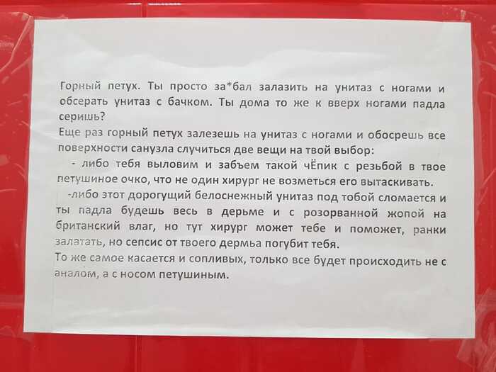 Крик боли в заводском туалете. Грубо, но доходчиво - Туалет, Негодование, Ценные кадры, Мат, Грязь, Объявление