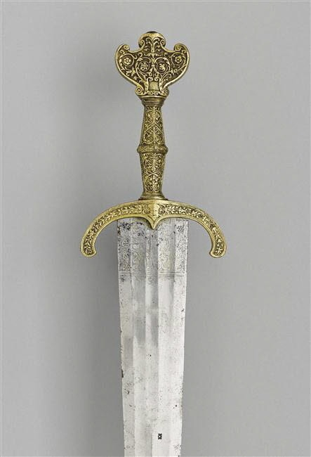 Sword with richly decorated bronze hilt and etched blade, Northern Italy, 16th century - beauty, Historical photo, History (science), Sword, Steel arms, 16th century, Renaissance, Italy