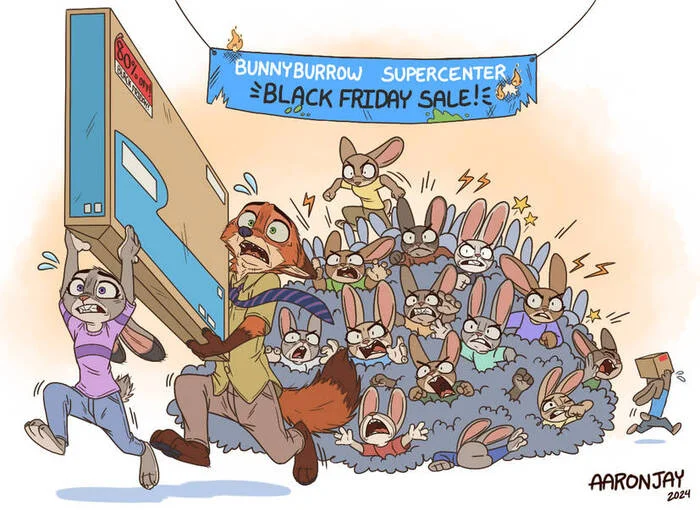 Black Friday - Zootopia, Black Friday, Nick wilde, Judy hopps, Art, Furry