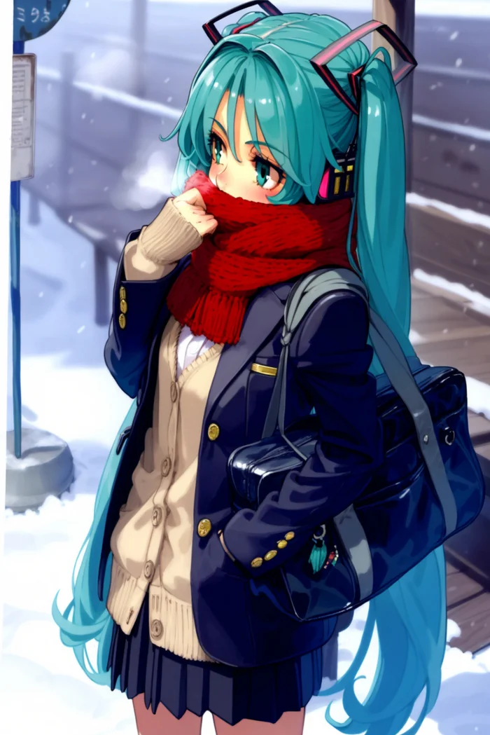 It got colder - Hatsune Miku, Vocaloid, Anime art, Vocaloid Art, Neural network art