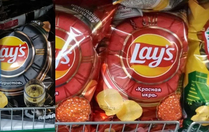 Chips in a Donetsk store Have you already stocked up for the New Year?) - My, Donetsk, DPR, Crisps, Red caviar, Champagne