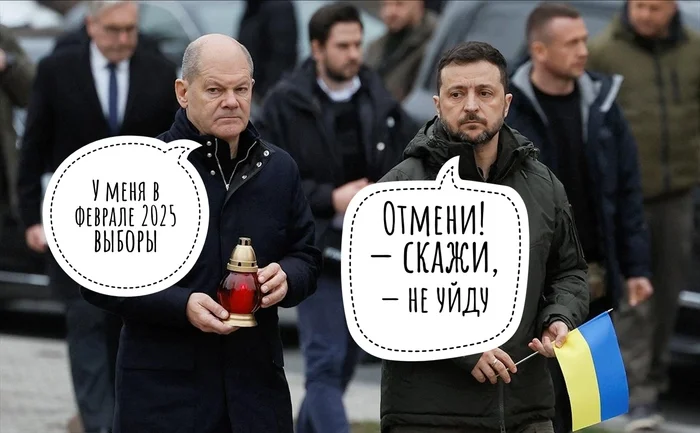 Hold a candle. How spoiled I am))) Narzan - My, Politics, Olaf Scholz, Vladimir Zelensky, Candle, Humor, Images, Visit, Picture with text