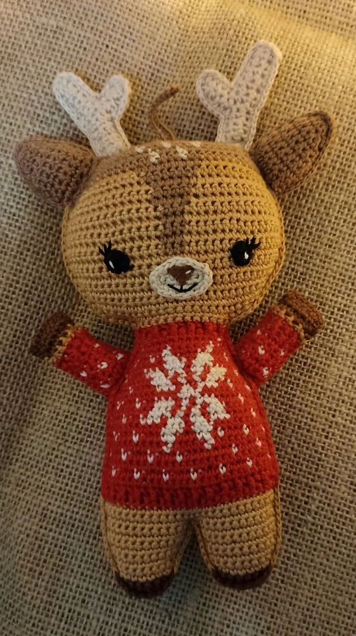 Amigurumi deer - My, With your own hands, Needlework without process, Needlework, New Year, Amigurumi, Knitted toys, Knitting, Crochet, Longpost