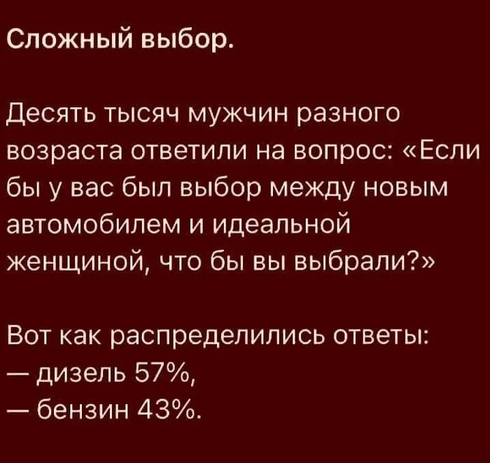 Сложный выбор - Выбор, Юмор, Картинка с текстом, Авто, Мужское, Мужчины и женщины, Мемы, Женщины, Telegram (ссылка), Война полов, Скриншот, Идеальная женщина