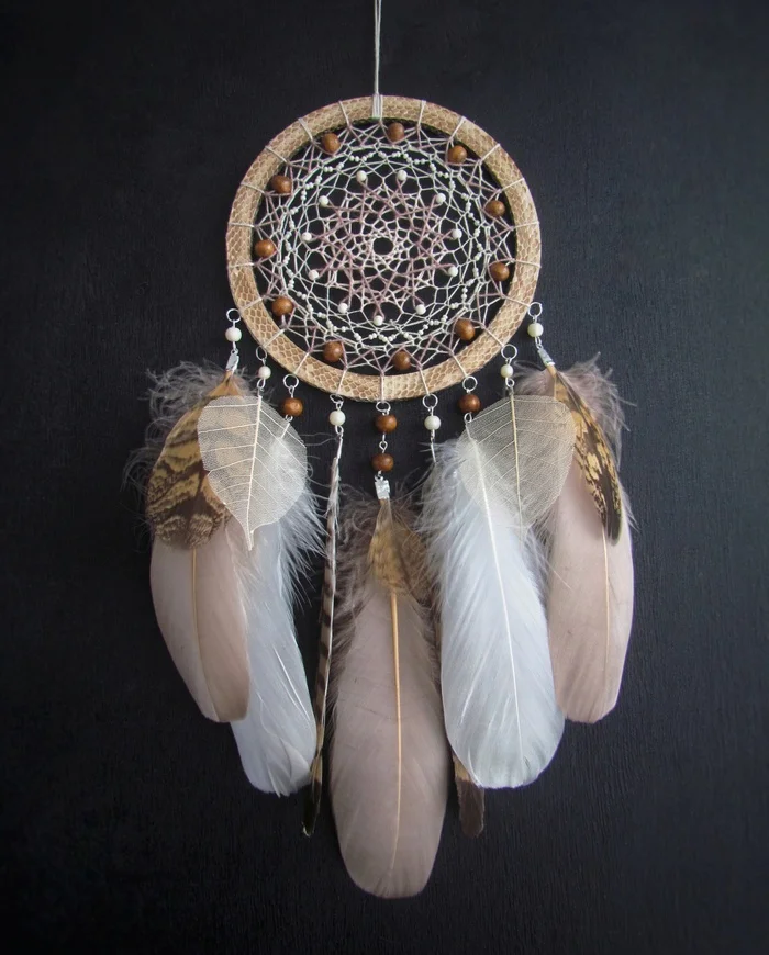 Snake Skin Dreamcatcher - My, Needlework, Snakeskin, Dreamcatcher, Handmade, With your own hands, Needlework without process, Hobby, Year of the Snake, Longpost