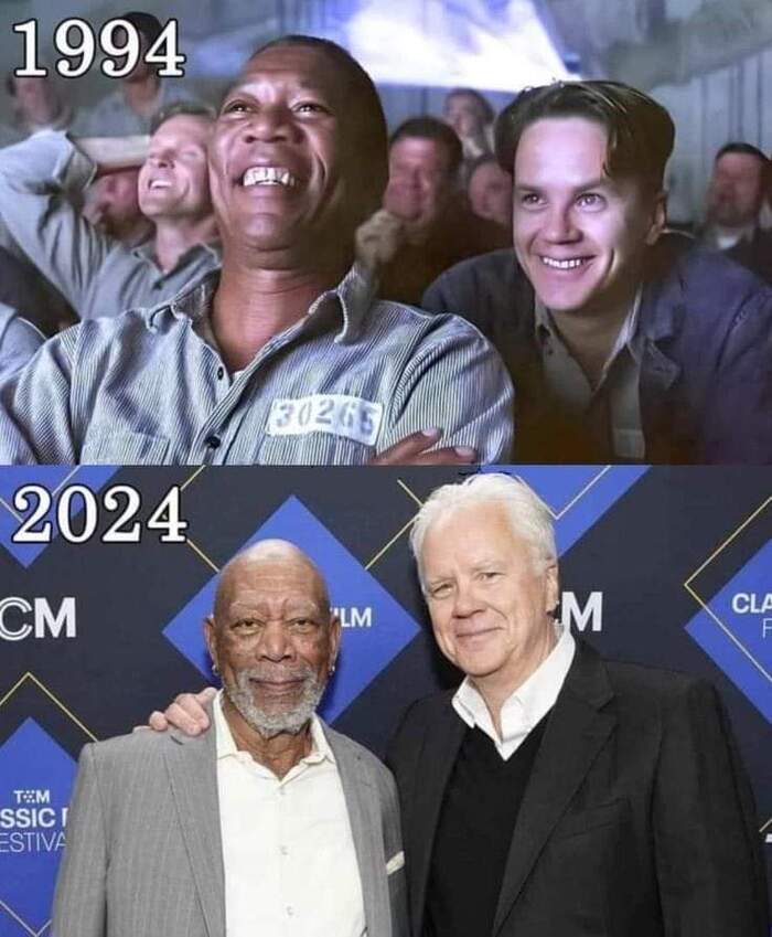 You can't escape old age - Collage, The photo, It Was-It Was, The Shawshank Redemption, Morgan Freeman, Tim Robbins, Actors and actresses