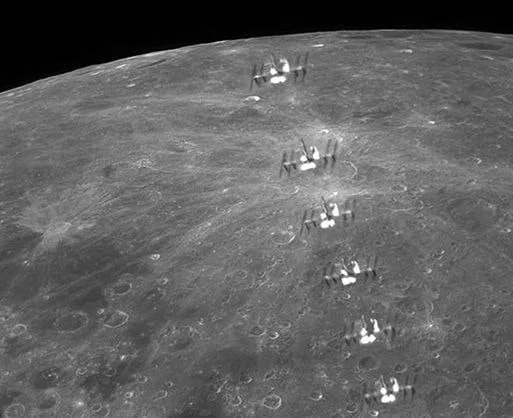 Flight of the International Space Station (ISS) against the backdrop of the Moon! - Astronomy, Universe, ISS, Astrophoto, Transit, moon