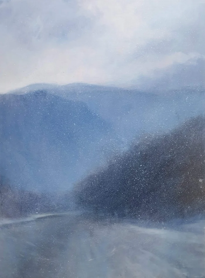 Winter - My, Artist, Painting, Landscape, Oil painting, A life, Author's painting, Winter, Arkhyz