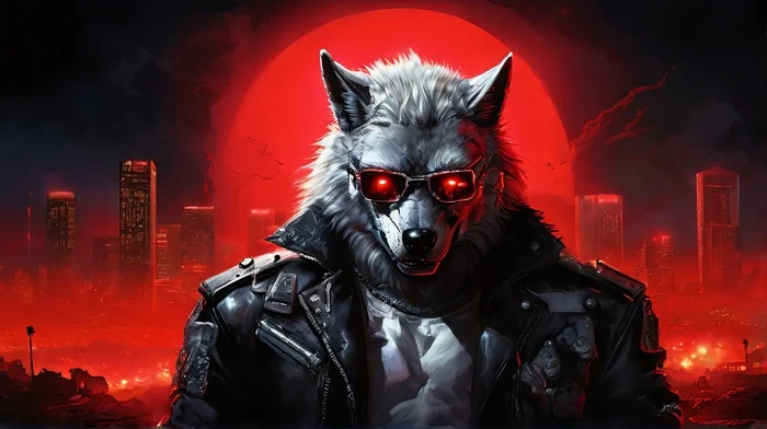 Furry art by Wolfmks #284 Infiltrator Wolf - My, Neural network art, Art, Furry, Furry art, Furry wolf, Terminator, Longpost