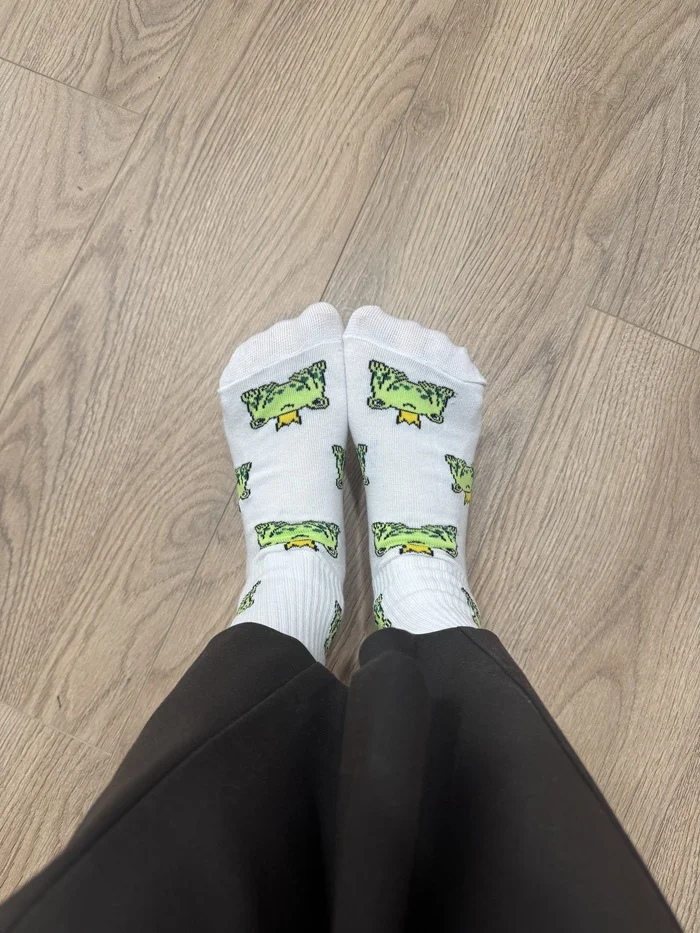 It's Wednesday, which means it's time to wear socks with frogs on them. - My, It Is Wednesday My Dudes, Wednesday, Toad, Frogs, Socks, Print, The photo