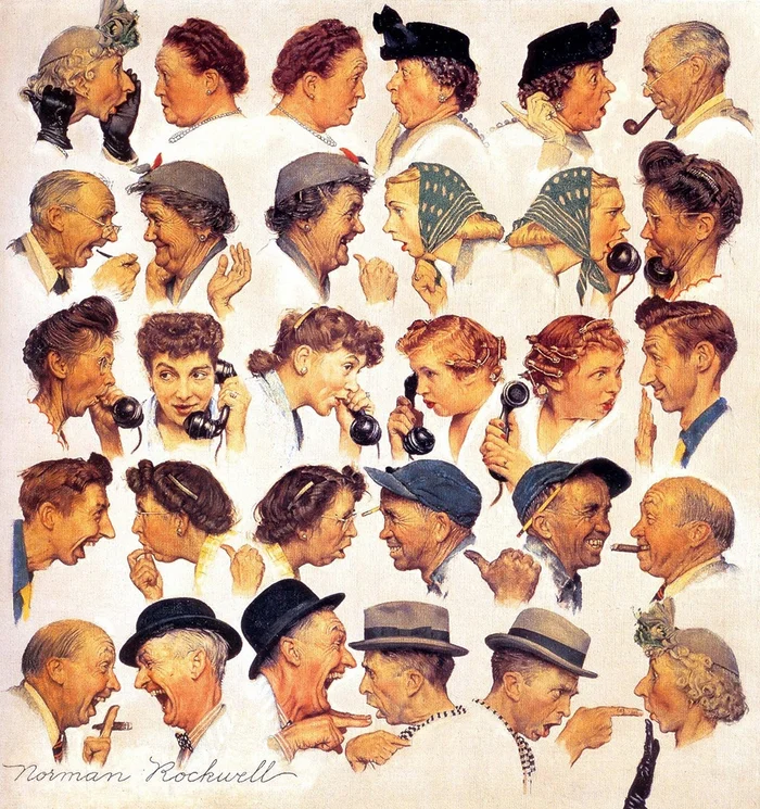 Gossip - Art, Norman Rockwell, Painting, Author's painting