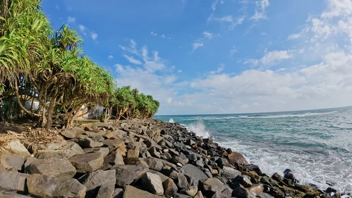 Ahangama - My, Sri Lanka, Travels, The photo, Ceylon, Beach, The rocks, Ocean, Island, Palm trees, Azure, Sky