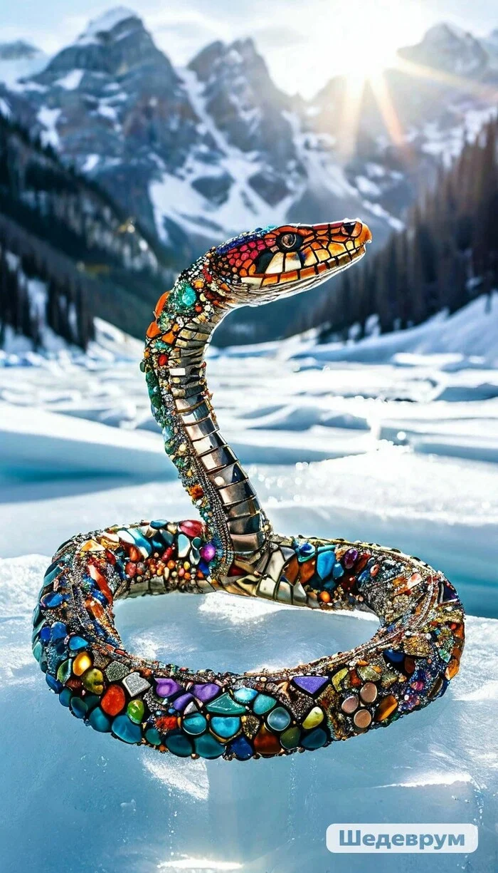 What a Crashssshot! - My, Year of the Snake, Neural network art, Masterpiece (Yandex), beauty, Winter, Gems