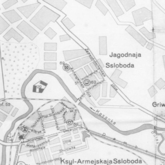 Эскиз военно-географического плана Казани 1941 года.