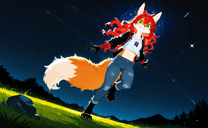 Fox & Night , , Furry Fox, Furry Art,  , 