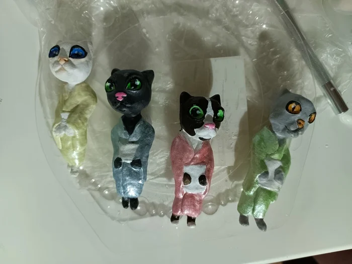 Cats in kimono - My, Christmas decorations, cat, Needlework, New Year, Crafts