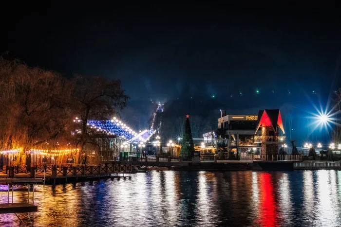 Zheleznovodsk. Resort lake - My, The photo, Canon, Caucasian Mineral Waters, Landscape, Night city, Night shooting, Zheleznovodsk, Lake