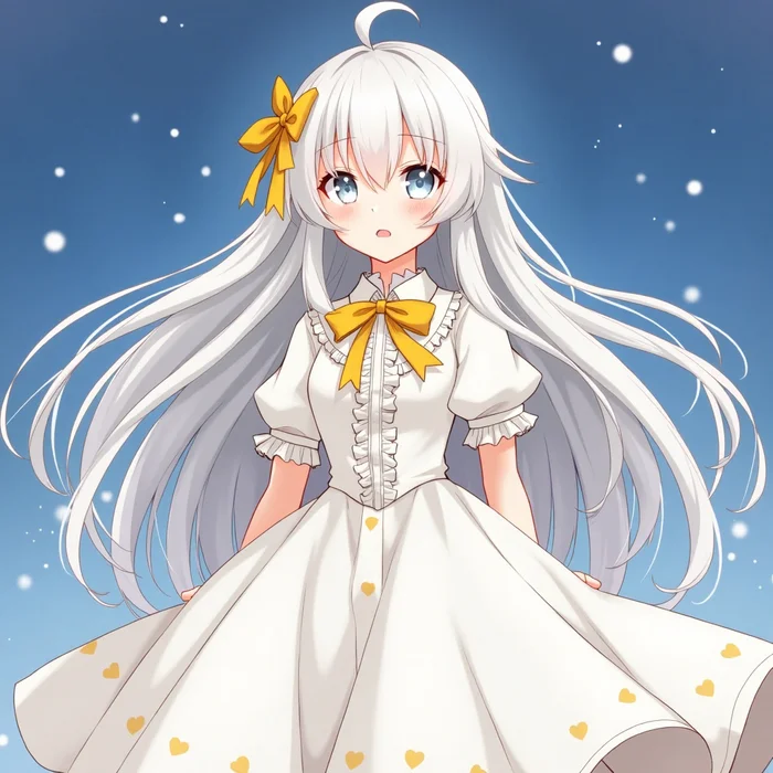 Charlotte at the ball - My, Anime, Anime art, Stable diffusion, Neural network art, White hair, Charlotte Wiltshire (Hello Charlotte), Longpost