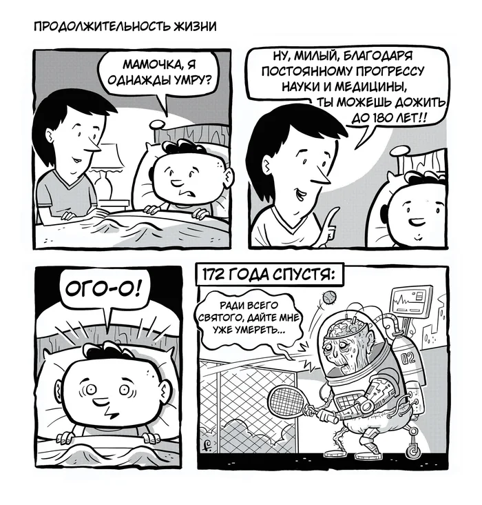 Life expectancy - My, Translated by myself, Comics, Sad humor, Life span, Bicglug