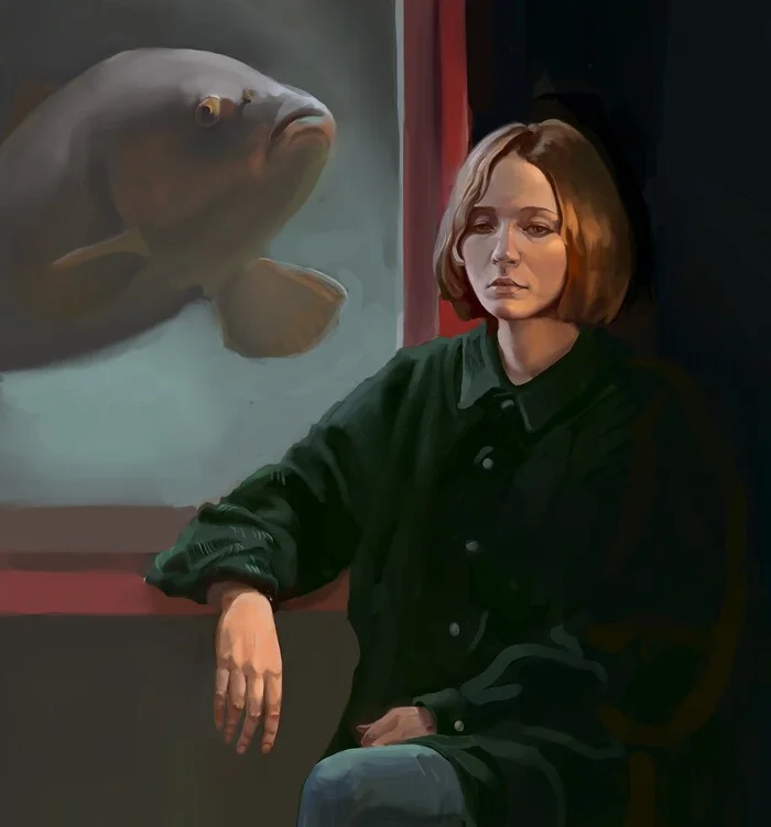 Fish day - My, Painting, Artist, Etude, Portrait, Girls