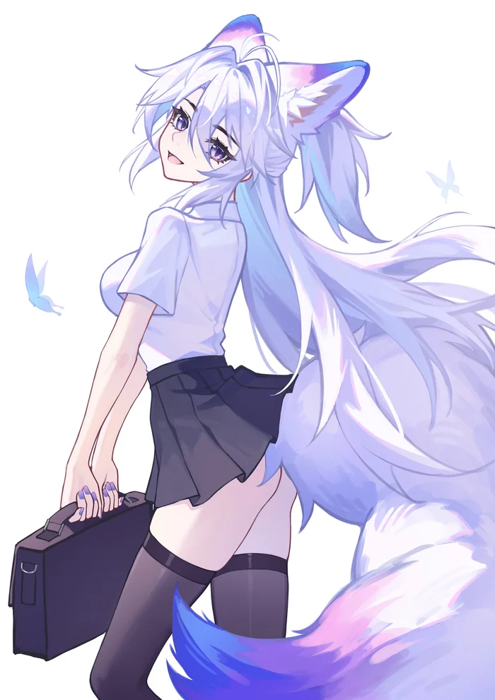 Fox - Anime art, Anime, Kirby D a, Original character, Kitsune, Animal ears, Tail