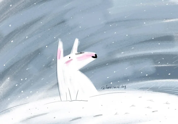 Snow Dog - My, Blizzard, Snow, Dog, Bull terrier, Digital drawing