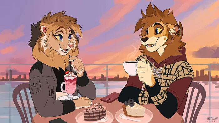 Meeting with a friend - Furry, Anthro, Multyashka-Sweet, Furry lion, VKontakte (link)