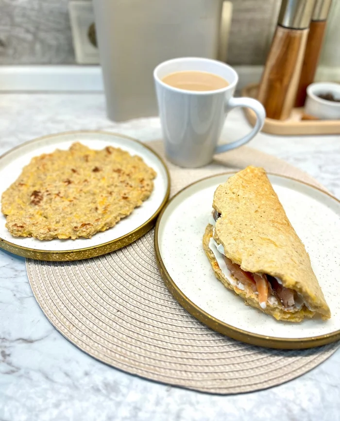 Oatmeal pancake with filling - My, Snack, Recipe, Serving dishes, Cooking, Bakery products, Longpost