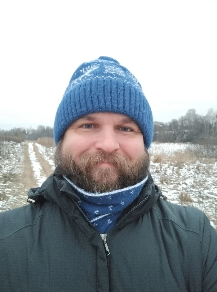 I got out of the ban - My, Mobile photography, Selfie, Winter, Beard, Kindness, Milota, Mat