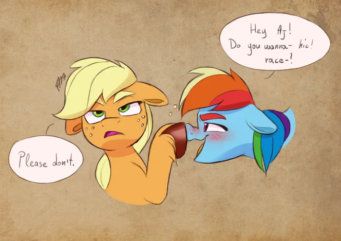 Нътъ - My Little Pony, PonyArt, Applejack, Rainbow Dash