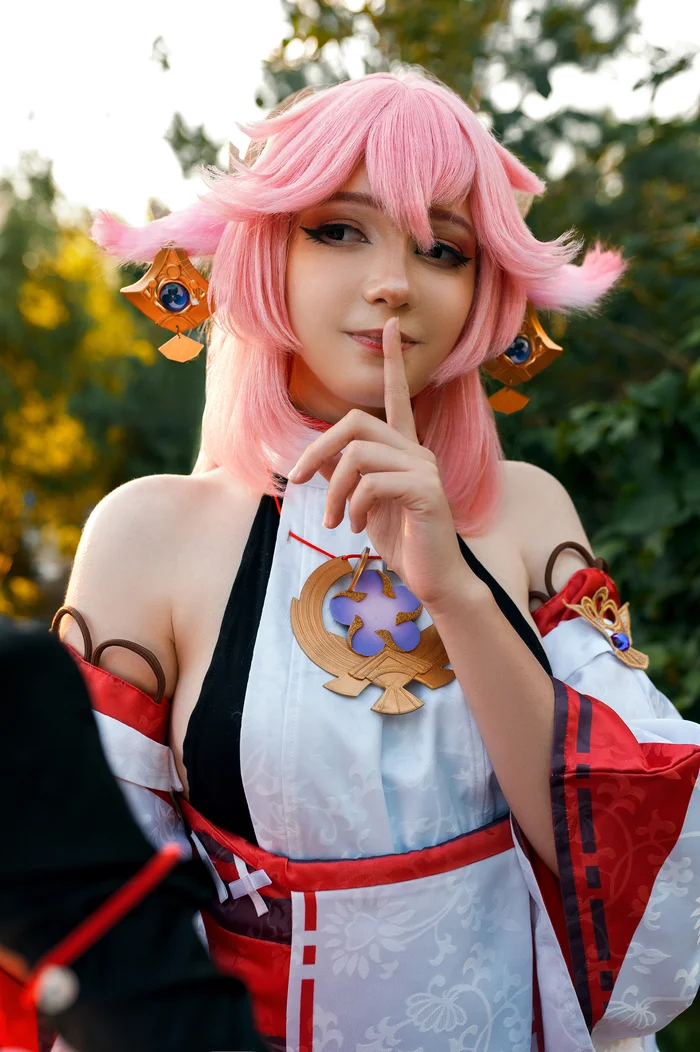 My Yae Miko cosplay - My, Cosplay, Anime, Girls, Milota, beauty, Yae Miko (Genshin Impact), Genshin impact, Neckline, Longpost