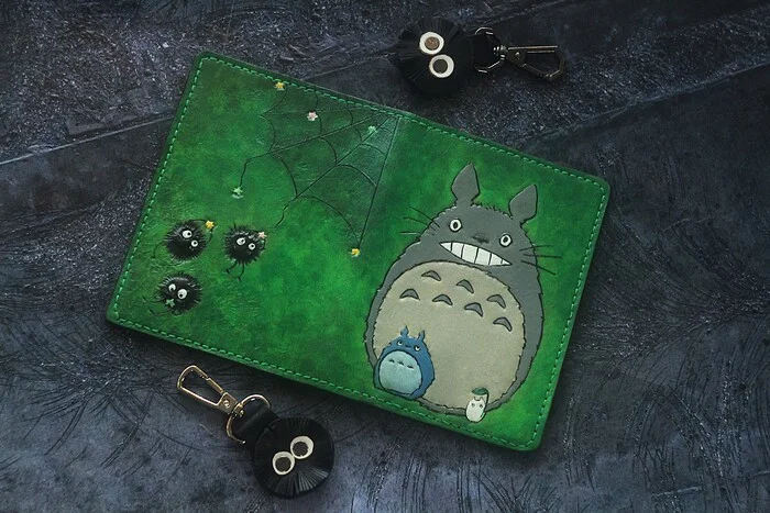 First order from Pikabu^^ - My, Needlework with process, Natural leather, Leather products, Craft, Master, Friday tag is mine, Embossing on leather, Painting, The strength of the Peekaboo, Totoro, Longpost