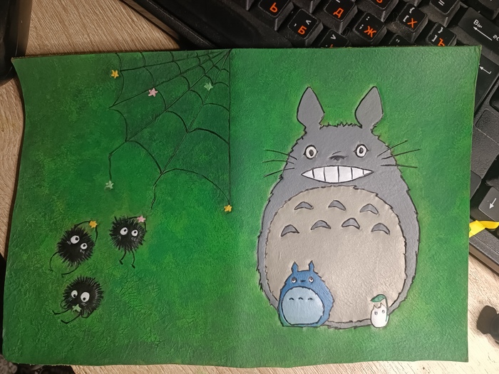 Прорисовываем глаза, контура и вот это вот все, ура! С тиснением и росписью закончили - можно закрывать лаком. Остались мелочи хд)