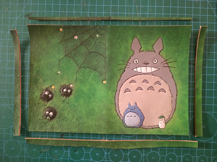 Обрезка кожи под размер выкройки (так как в процессе тиснения кожа деформируется, поэтому нужно брать запас)