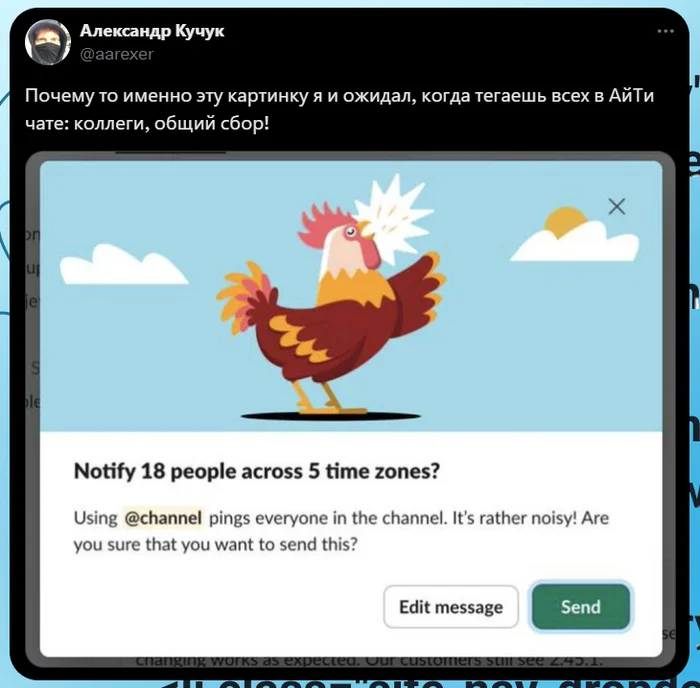 You can peck the author in the comments for such a joke - IT humor, IT, Programming, Picture with text, Programmer, Alert, Rooster