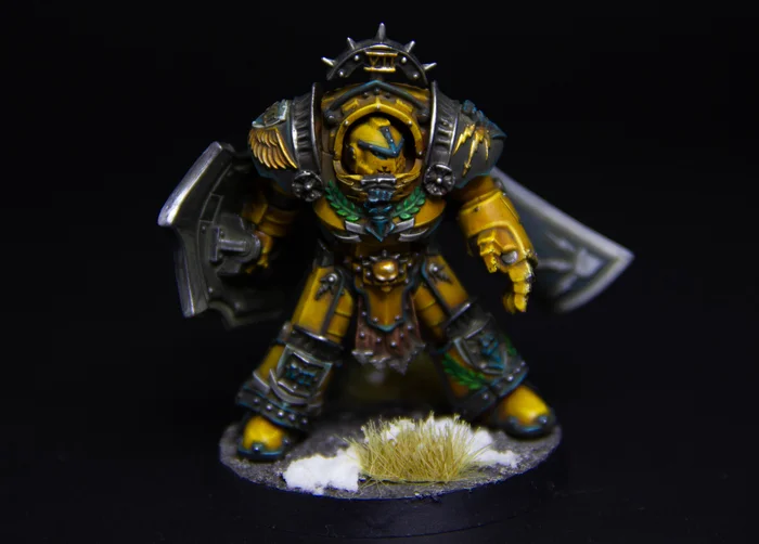 Imperial fist praetor in tartaros armour - My, Warhammer, Adeptus Astartes, Warhammer 40k, Painting miniatures, Needlework without process, Wh miniatures, Horus heresy, Imperial fists, Longpost