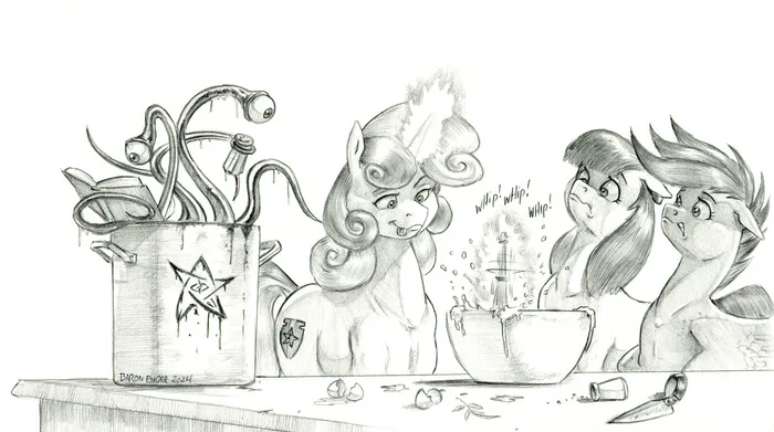 Looks edible - My little pony, PonyArt, Original character, Baron engel, Scootaloo, Sweetie belle, Applejack