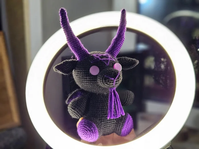 Latest News and Purple Baphomet - My, Knitting, Crochet, Amigurumi, Needlework, Handmade, Author's toy, Creation, With your own hands, Needlework without process, Toys, Soft toy, Baphomet, Presents, Order, Longpost