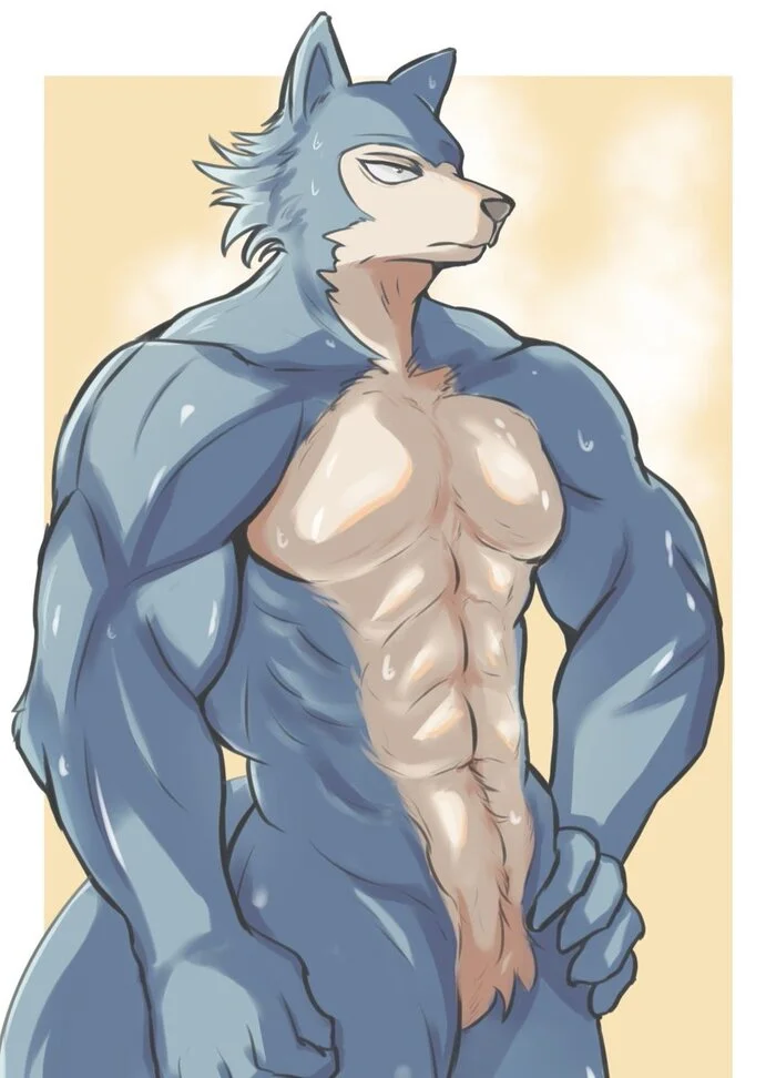 Naked Legoshi - Legoshi Naked is so manly and pumped up - Art, Beastars, Legoshi, Furry, Furry art, Furry male