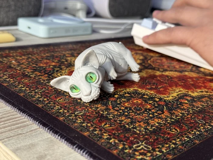 When absolutely everyone is lazy - My, cat, Sphinx, Sculpture, Creation, Needlework without process, Needlework, Polymer clay, beauty, Miniature, Longpost