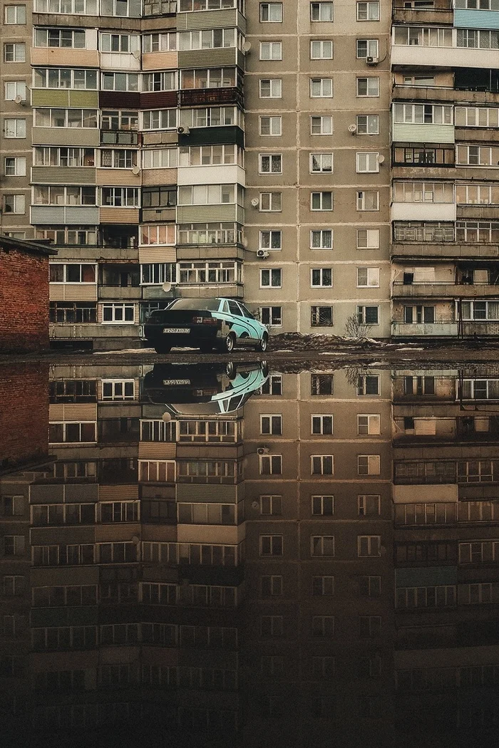 In every city - Images, House, Town, Russia, Puddle, AvtoVAZ, Reflection, Fresh