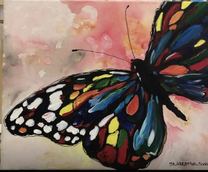 Butterflies) - My, Painting, Canvas, Author's painting, Painting, Acrylic, Butterfly, Longpost