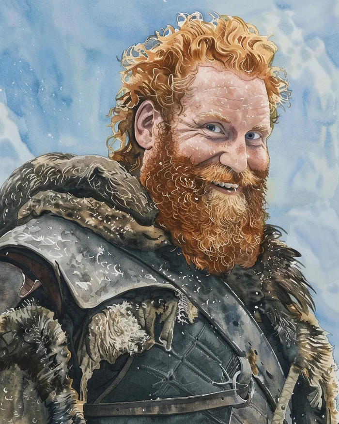 Kristofer Hivju was born on December 7, 1978. - My, Neural network art, Pinanoc, Midjourney, Christopher Hivju, Actors and actresses, Birthday, Portrait, Tormund, Game of Thrones, PLIO