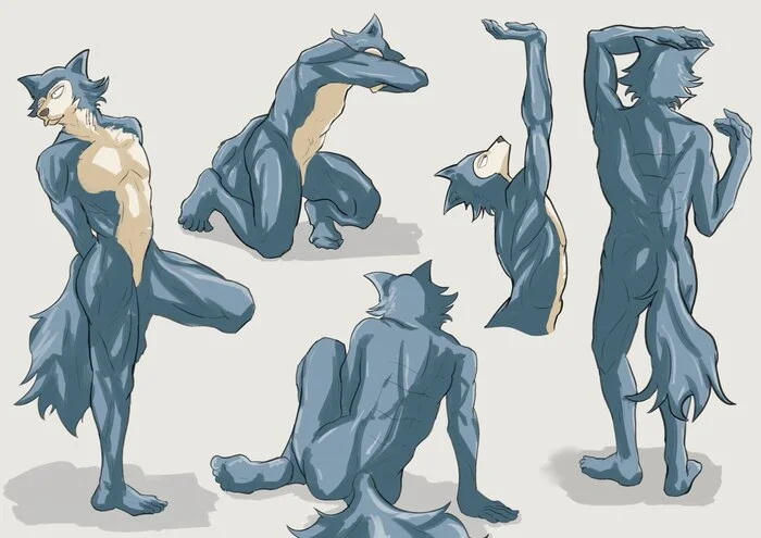 Naked Legoshi - doing different poses! - Beastars, Art, Legoshi, Furry male, Furry, Furry art