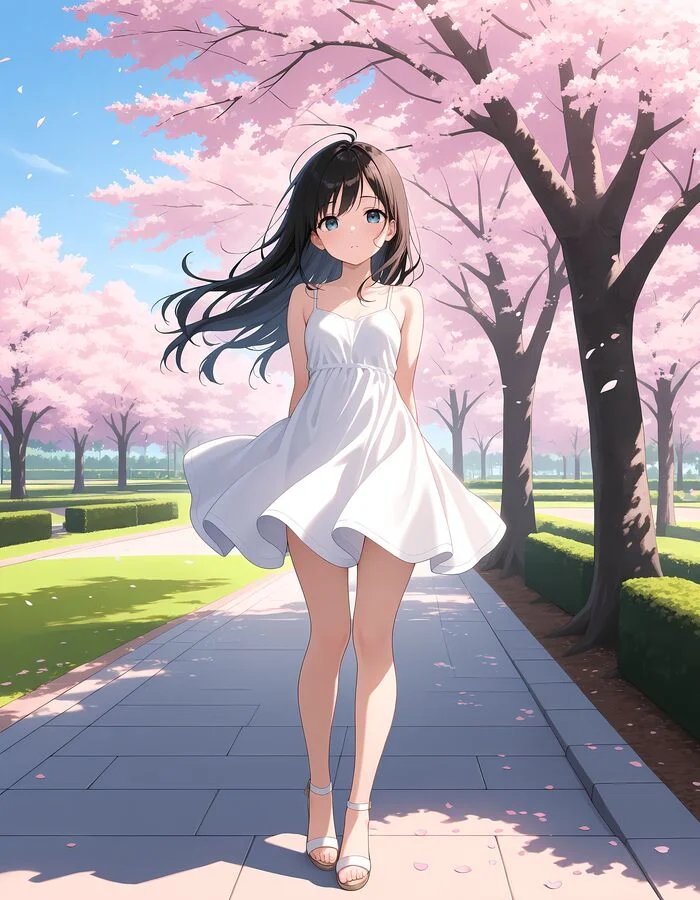 Girls in the park - My, Neural network art, Girls, Stable diffusion, Anime, Anime art, Longpost