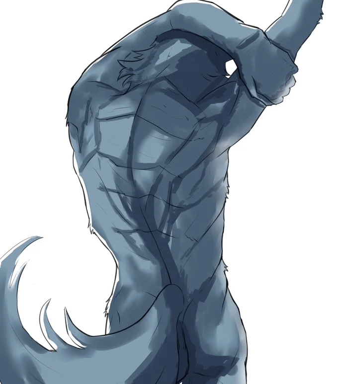 Naked Legoshi - Legoshi From Behind Twitching His Tail - Art, Legoshi, Beastars, Furry, Furry art, Furry male