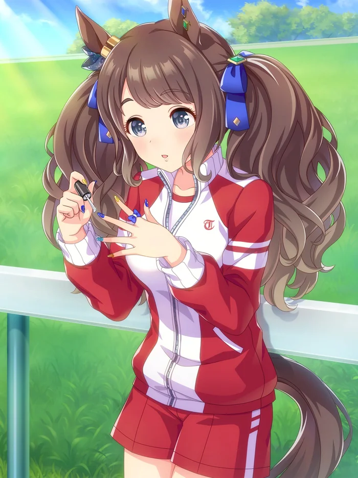 Reply to post Pedicure - Anime, Anime art, Uma musume pretty derby, Animal ears, Tail, Manicure, Reply to post, Longpost