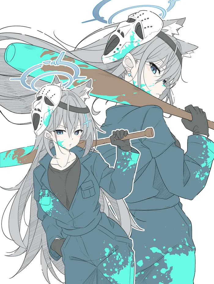 Shiroko Shiroko - Anime art, Anime, Blue archive, Shiroko Terror, T1kosewad, Animal ears