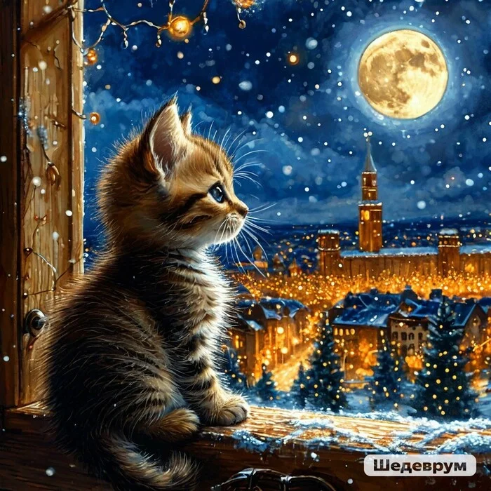 Mood - My, Soon, New Year, Expectation, Holidays, Holiday atmosphere, cat, Neural network art