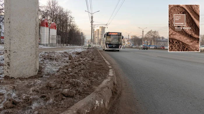 Cheboksary authorities decorate the city with the color of the year 2025 - Pantone 17-1230 Mocha Mousse - My, Beautification, Road, Color, Longpost